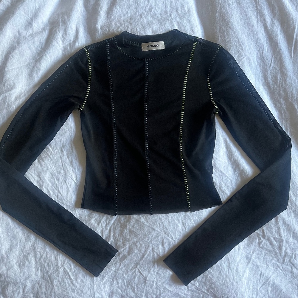 Danielle Guizio Mesh Long Sleeve Top